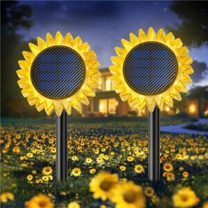 Solar Garden Lights - Upgraded Solar Sunflower Light, Ground/Wall 2 In 1